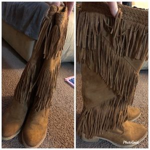 Not rated brown fringe boots